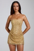 Oh Polly Embellished Mini Dress in Gold