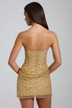 Oh Polly Embellished Mini Dress in Gold